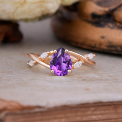 Lux Minimalist 4-Prong Pear-Cut Natural Amethyst Engagement Ring