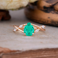 Lux Minimalist 4-Prong Pear-Cut Emerald Engagement Ring
