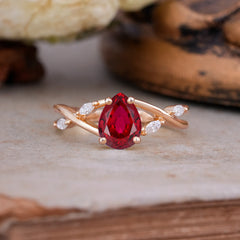 Lux Minimalist 4-Prong Pear-Cut Ruby Engagement Ring