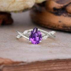 Lux Minimalist 4-Prong Pear-Cut Natural Amethyst Engagement Ring
