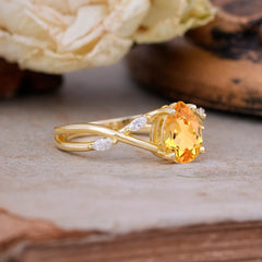 Lux Minimalist 4-Prong Pear-Cut Citrine Engagement Ring