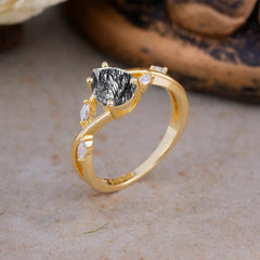 Lux Minimalist 4-Prong Pear-Cut Black Rutilated Quartz Engagement Ring