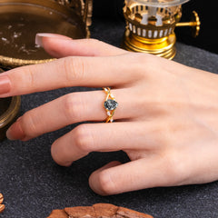 Lux Minimalist 4-Prong Pear-Cut Black Rutilated Quartz Engagement Ring