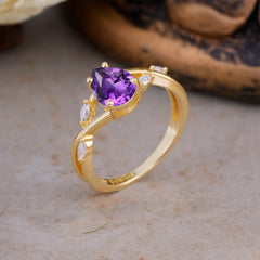 Lux Minimalist 4-Prong Pear-Cut Natural Amethyst Engagement Ring