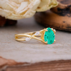 Lux Minimalist 4-Prong Pear-Cut Emerald Engagement Ring