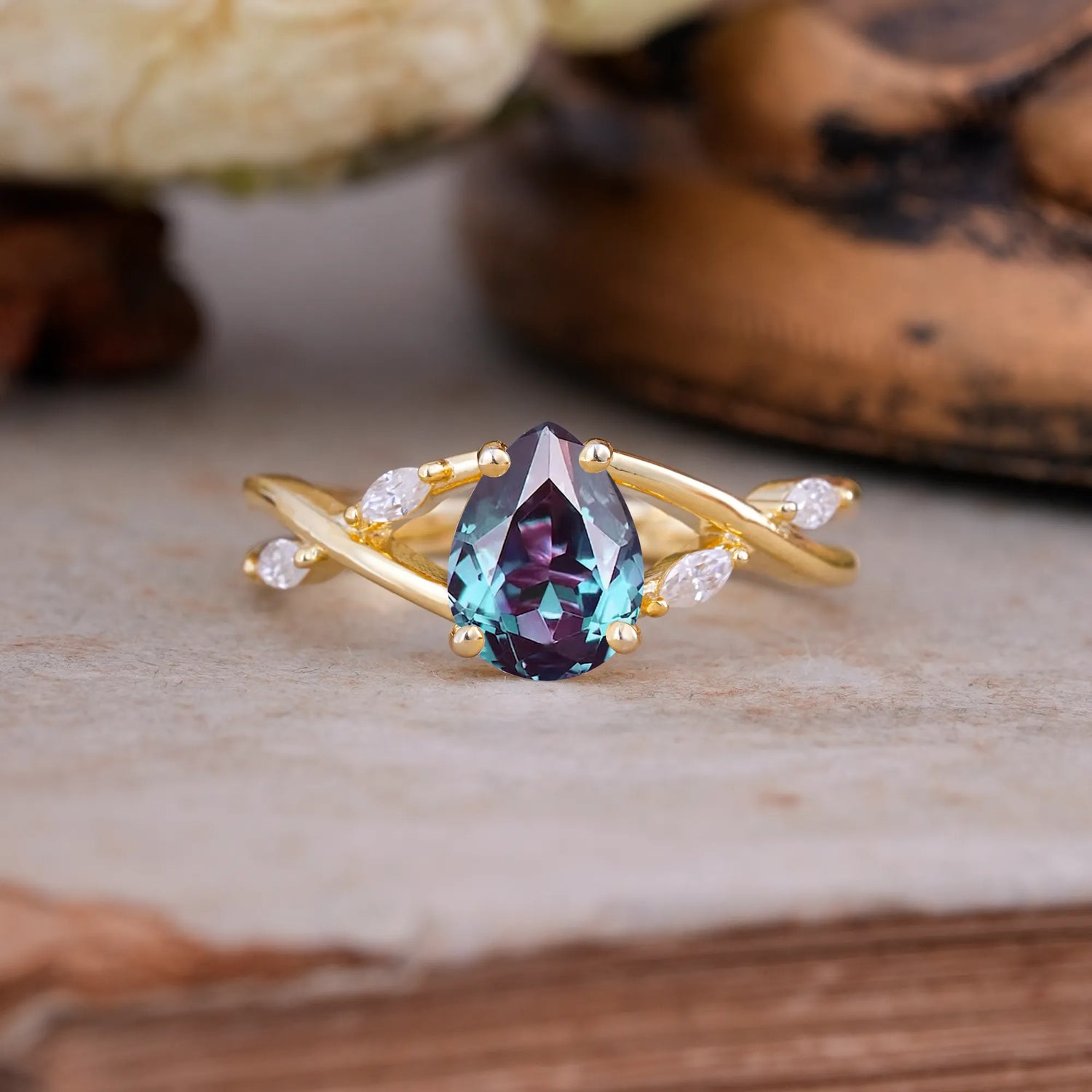 Lux Minimalist 4-Prong Pear-Cut Alexandrite Engagement Ring