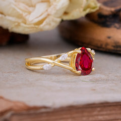 Lux Minimalist 4-Prong Pear-Cut Ruby Engagement Ring