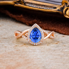 Dazzling 3 - Prong Pear-Cut Sapphire Engagement Ring