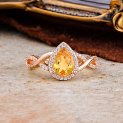 Dazzling 3 - Prong Pear-Cut Citrine Engagement Ring