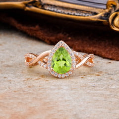 Dazzling 3 - Prong Pear-Cut Peridot Engagement Ring