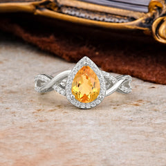 Dazzling 3 - Prong Pear-Cut Citrine Engagement Ring