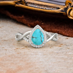 Dazzling 3 - Prong Pear-Cut Turquoise Engagement Ring