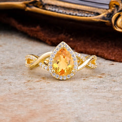 Dazzling 3 - Prong Pear-Cut Citrine Engagement Ring