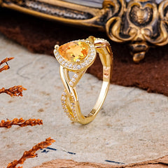 Dazzling 3 - Prong Pear-Cut Citrine Engagement Ring