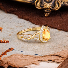 Dazzling 3 - Prong Pear-Cut Citrine Engagement Ring