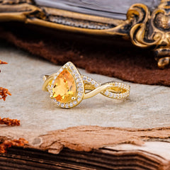 Dazzling 3 - Prong Pear-Cut Citrine Engagement Ring
