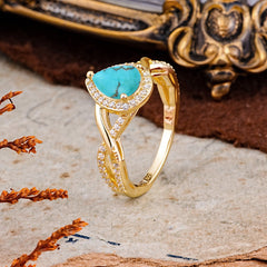 Dazzling 3 - Prong Pear-Cut Turquoise Engagement Ring