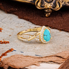 Dazzling 3 - Prong Pear-Cut Turquoise Engagement Ring