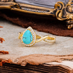 Dazzling 3 - Prong Pear-Cut Turquoise Engagement Ring