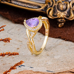 Dazzling 3 - Prong Pear-Cut Natural Amethyst Engagement Ring