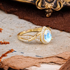 3 Prong Moonstone Pear Cut Shaped Promise Ring Commitment Engagement Ring