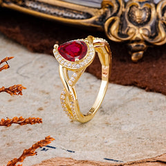 Dazzling 3 - Prong Pear-Cut Ruby Engagement Ring