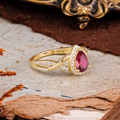 Dazzling 3 - Prong Pear-Cut Ruby Engagement Ring