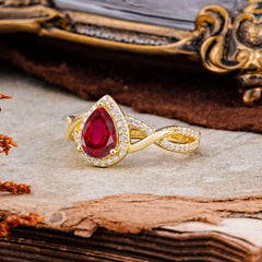 Dazzling 3 - Prong Pear-Cut Ruby Engagement Ring