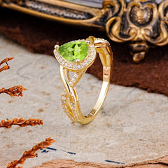 Dazzling 3 - Prong Pear-Cut Peridot Engagement Ring