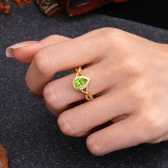 Dazzling 3 - Prong Pear-Cut Peridot Engagement Ring