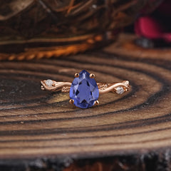 Nature-Inspired Classic 4-Prong Pear-Cut Tanzanite Engagement Ring