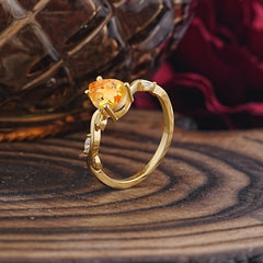 Nature-Inspired Classic 4-Prong Pear-Cut Citrine Engagement Ring