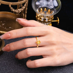 Nature-Inspired Classic 4-Prong Pear-Cut Citrine Engagement Ring