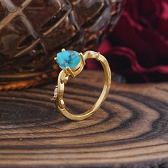 Nature-Inspired Classic 4-Prong Pear-Cut Turquoise Engagement Ring