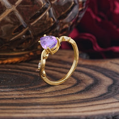 Nature-Inspired Classic 4-Prong Pear-Cut Natural Amethyst Engagement Ring