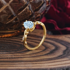 Nature-Inspired Classic 4-Prong Pear-Cut Aquamarine Engagement Ring