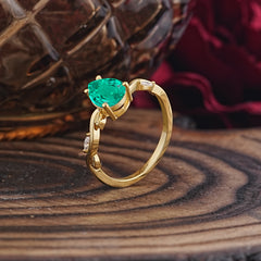 Nature-Inspired Classic 4-Prong Pear-Cut Emerald Engagement Ring