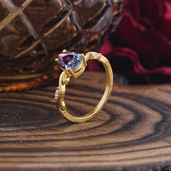 Nature-Inspired Classic 4-Prong Pear-Cut Alexandrite Engagement Ring