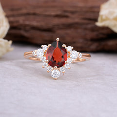 Classic Luxe 6-Prong Pear-Cut Natural Garnet Engagement Ring