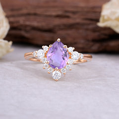 Classic Luxe 6-Prong Pear-Cut Natural Amethyst Engagement Ring