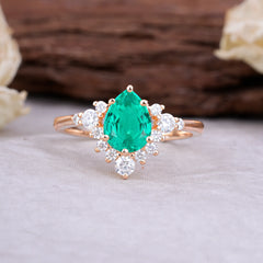 Classic Luxe 6-Prong Pear-Cut Emerald Engagement Ring