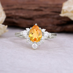 Classic Luxe 6-Prong Pear-Cut Citrine Engagement Ring