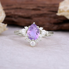 Classic Luxe 6-Prong Pear-Cut Natural Amethyst Engagement Ring