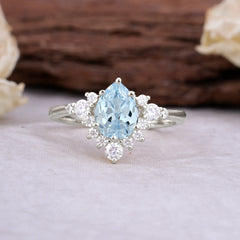 Classic Luxe 6-Prong Pear-Cut Aquamarine Engagement Ring