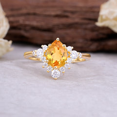 Classic Luxe 6-Prong Pear-Cut Citrine Engagement Ring