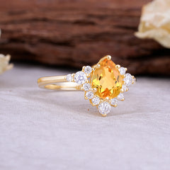 Classic Luxe 6-Prong Pear-Cut Citrine Engagement Ring