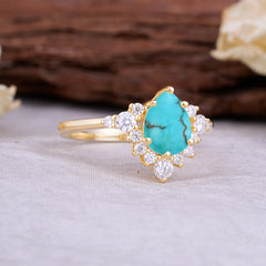 Classic Luxe 6-Prong Pear-Cut Turquoise Engagement Ring
