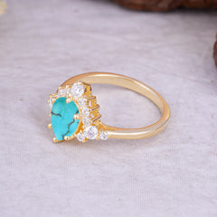 Classic Luxe 6-Prong Pear-Cut Turquoise Engagement Ring
