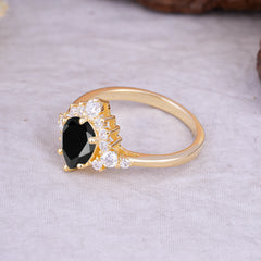 Classic Luxe 6-Prong Pear-Cut Black Onyx Engagement Ring