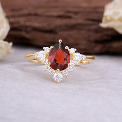 Classic Luxe 6-Prong Pear-Cut Natural Garnet Engagement Ring